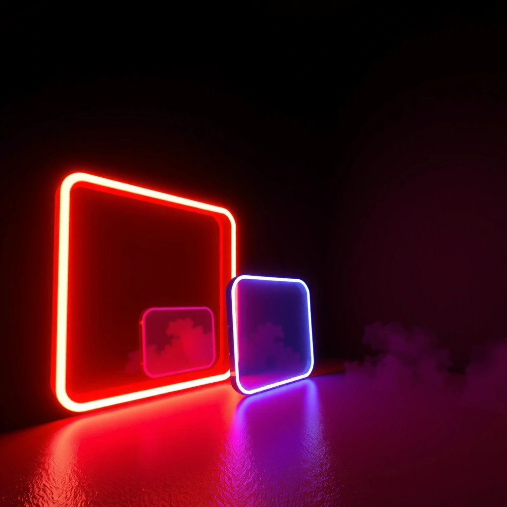 Abstract dark foggy atmosphere with neon lights